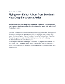 Flyinglow – Debut Album from Sweden's New Deep Electronica Artist