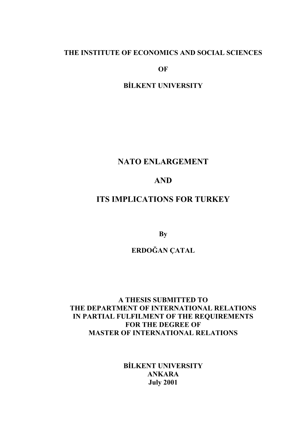Nato Enlargement and Its Implications for Turkey