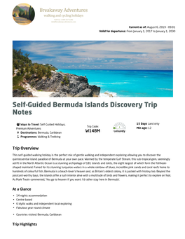 Self-Guided Bermuda Islands Discovery Trip Notes