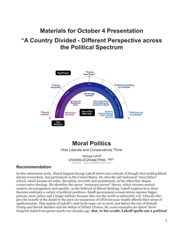 Materials for October 4 Presentation “A Country Divided - Different Perspective Across the Political Spectrum