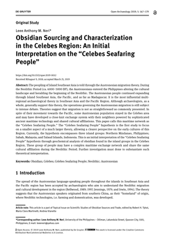 Obsidian Sourcing and Characterization in the Celebes Region: an Initial Interpretation on the “Celebes Seafaring People”