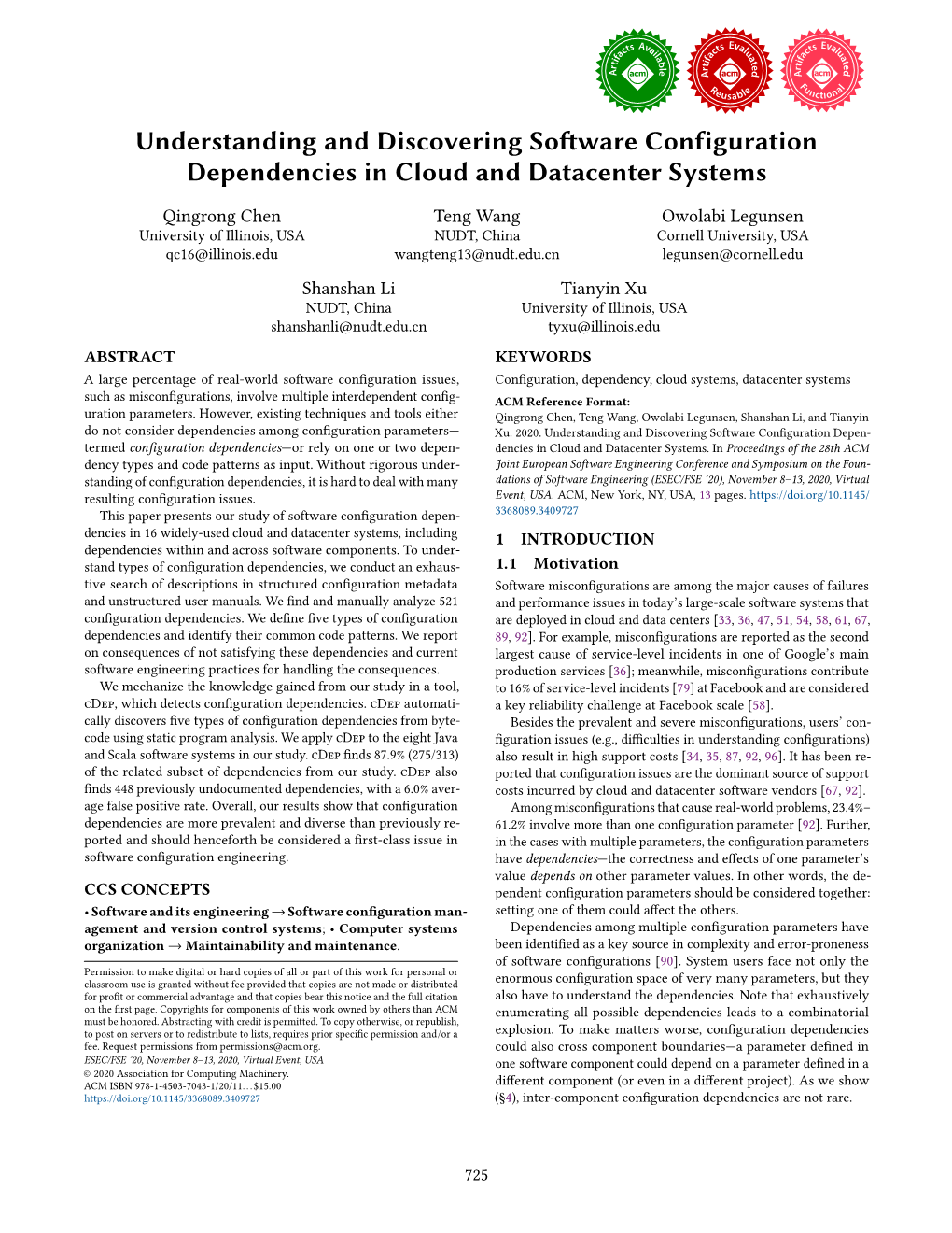 Understanding and Discovering Software Configuration Dependencies in Cloud and Datacenter Systems