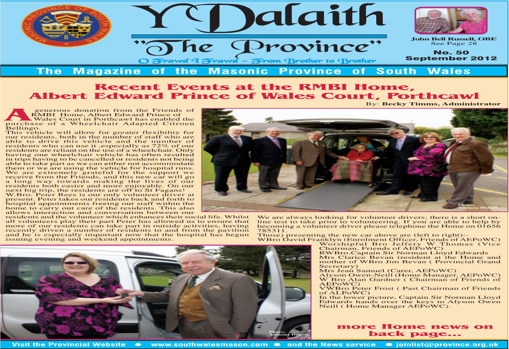 Y Dalaith John Bell Russell, OBE See Page 28 "T He Province" No
