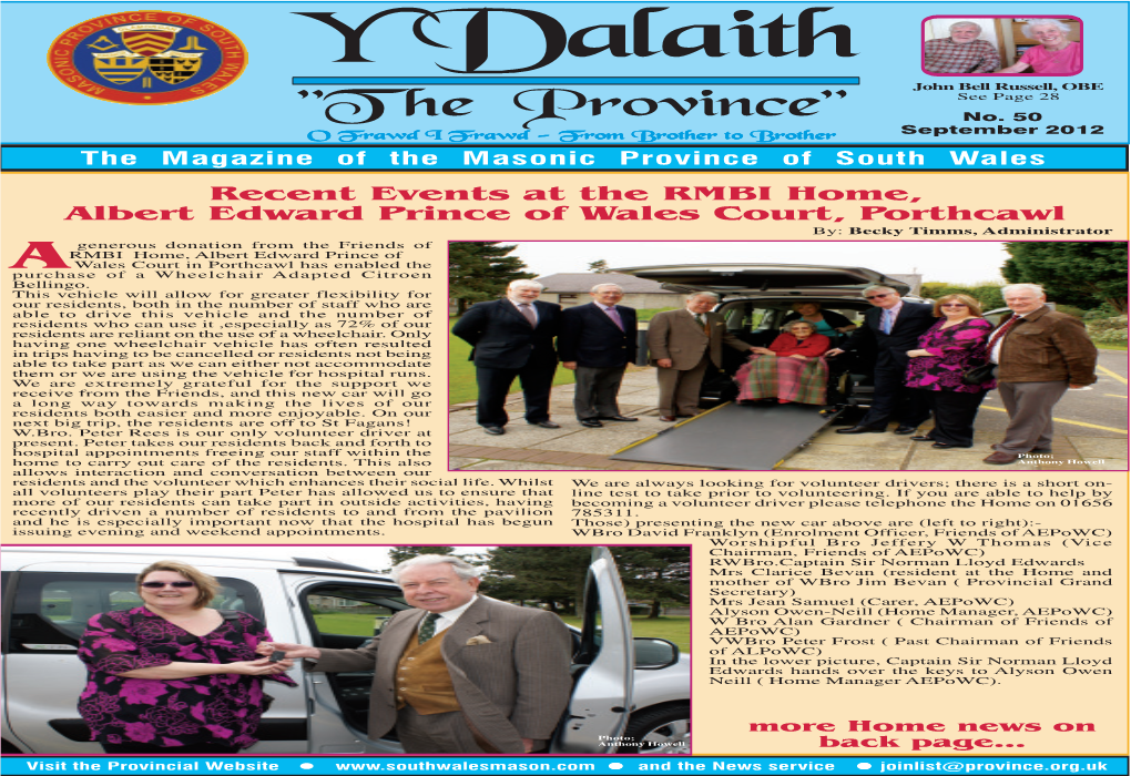 Y Dalaith John Bell Russell, OBE See Page 28 