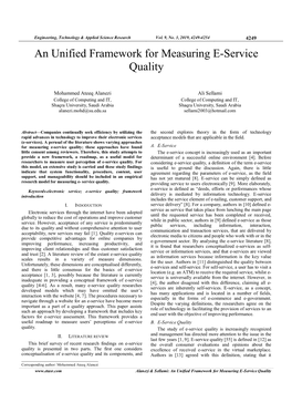 An Unified Framework for Measuring E-Service Quality