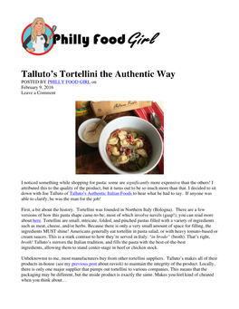 Talluto's Tortellini the Authentic