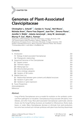 Genomes of Plant-Associated Clavicipitaceae