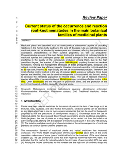Review Paper Current Status of the Occurrence and Reaction Root-Knot