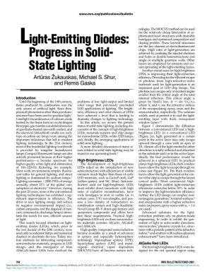 Light-Emitting Diodes: Progress in Solid- State Lighting
