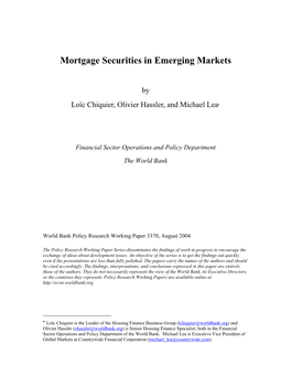 Mortgage Securities in Emerging Markets