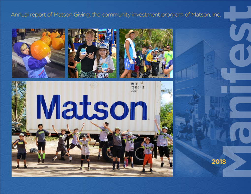 Annual Report of Matson Giving, the Community Investment Program of Matson, Inc