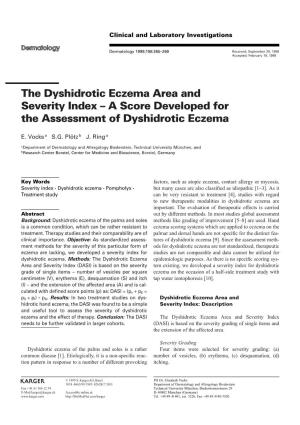 The Dyshidrotic Eczema Area and Severity Index – a Score Developed for the Assessment of Dyshidrotic Eczema