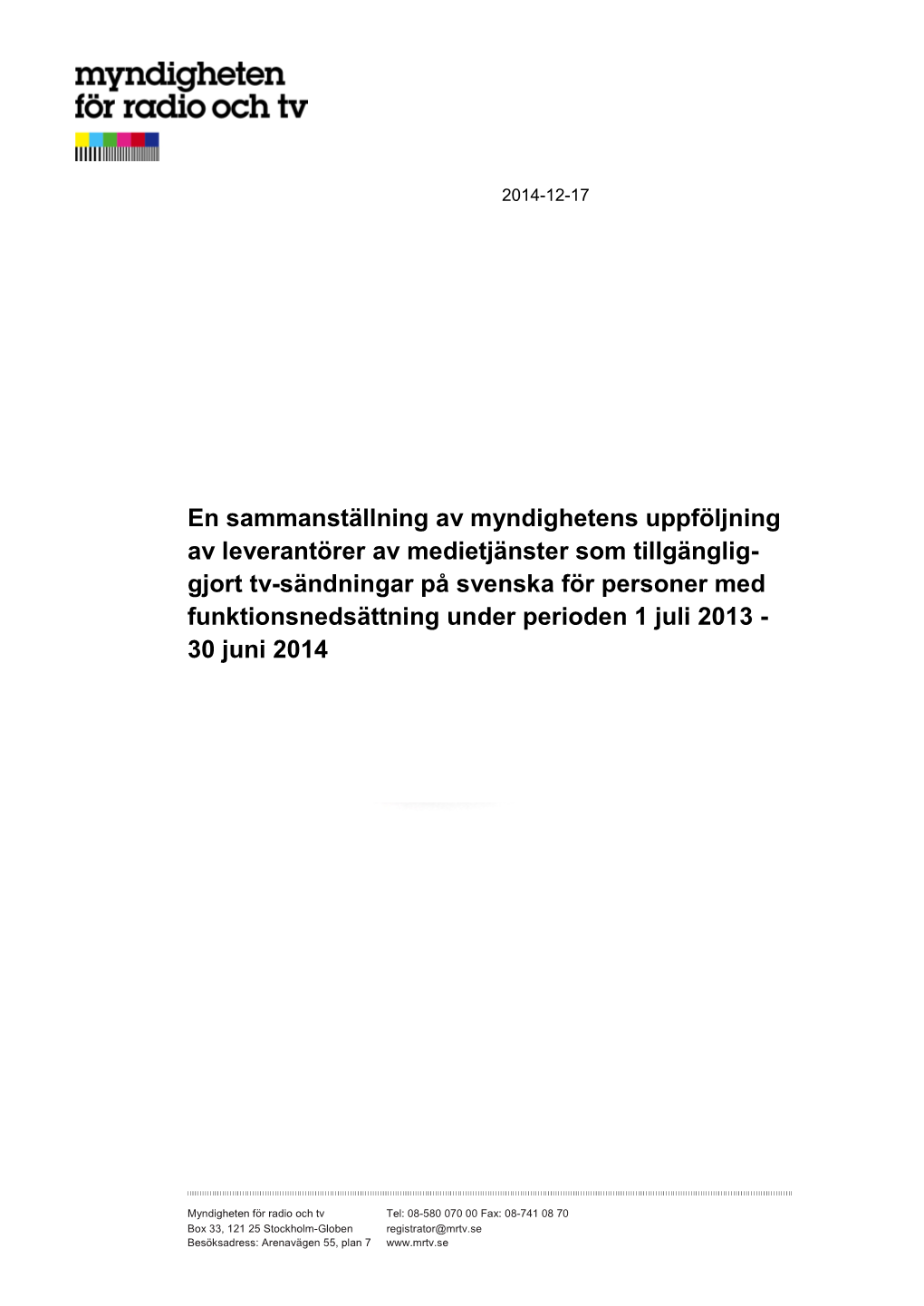 Sammanställning Tillgänglighet Tv 2014.Pdf