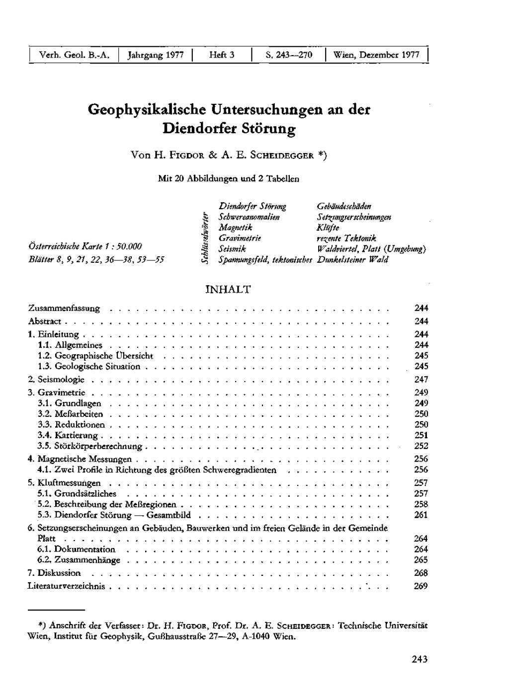 Geophysikalische Untersuchungen an Der Diendorfer Störung