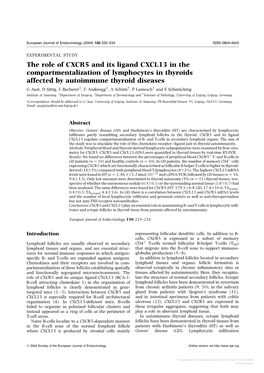 The Role of CXCR5 and Its Ligand CXCL13 in The