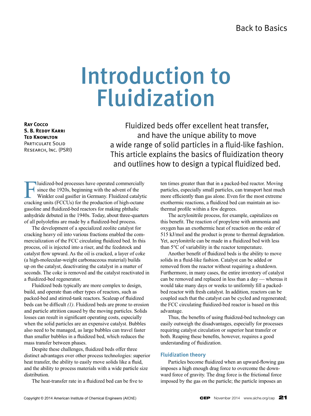 Introduction to Fluidization