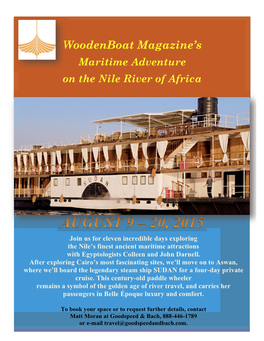 Join Us for Eleven Incredible Days Exploring the Nile’S Finest Ancient Maritime Attractions with Egyptologists Colleen and John Darnell