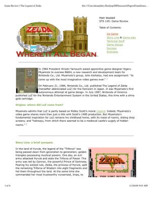 Game Review | the Legend of Zelda ﬁle:///Users/Denadebry/Desktop/Hpsresearch/Papersfromgreen