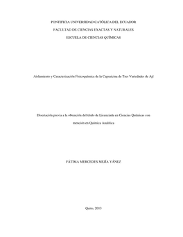 Aislamiento Y Caracterización Fisicoquímica De La Capsaicina De Tres Variedades De Ají