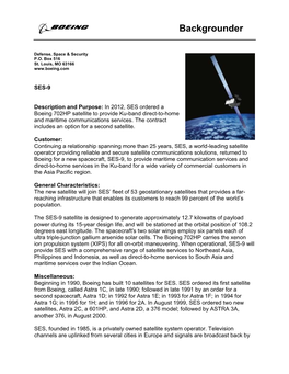 Datasheet BCCS SES-9 Satellite