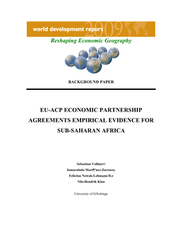 Eu-Acp Economic Partnership Agreements Empirical Evidence for Sub-Saharan Africa