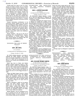CONGRESSIONAL RECORD— Extensions of Remarks E1273 HON