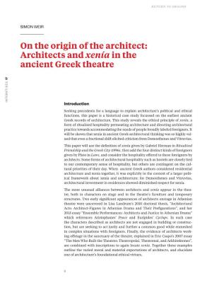 Architects and Xenía in the Ancient Greek Theatre