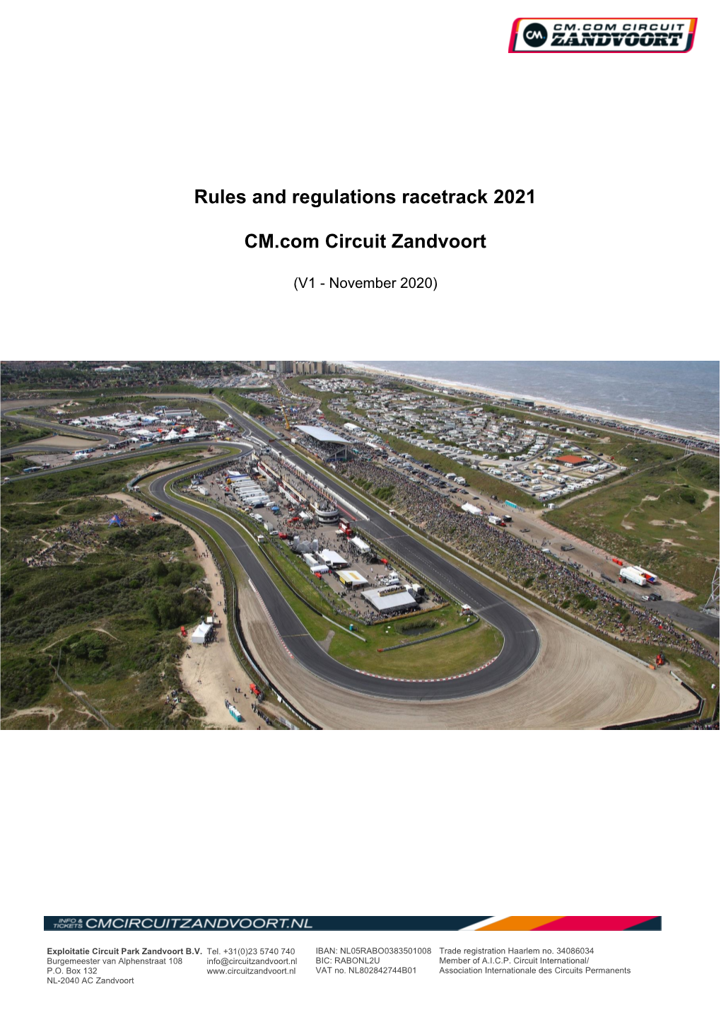 Rules and Regulations Racetrack 2021 CM.Com Circuit Zandvoort