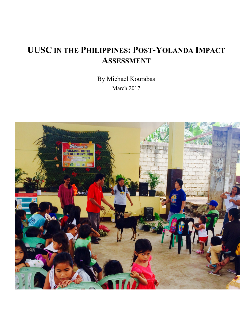 Uusc in the Philippines: Post-Yolanda Impact Assessment