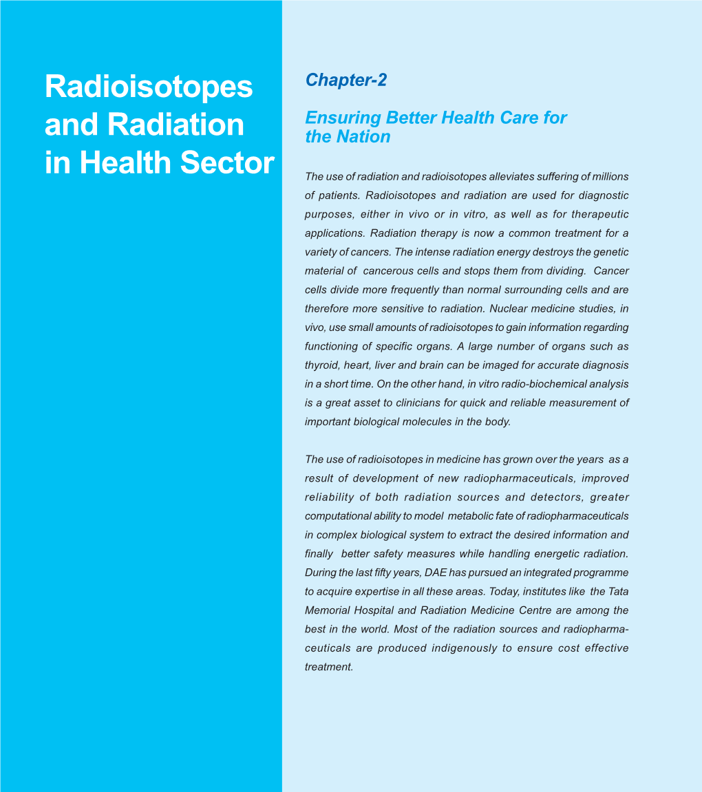 Radio Isotopes and Radiation in Health Sector