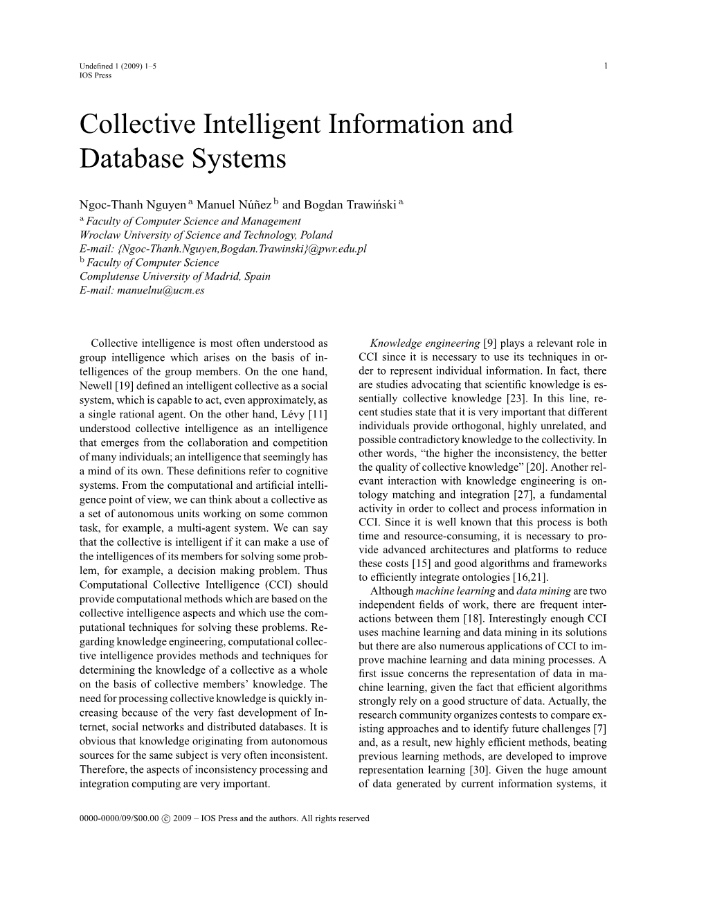 Collective Intelligent Information and Database Systems