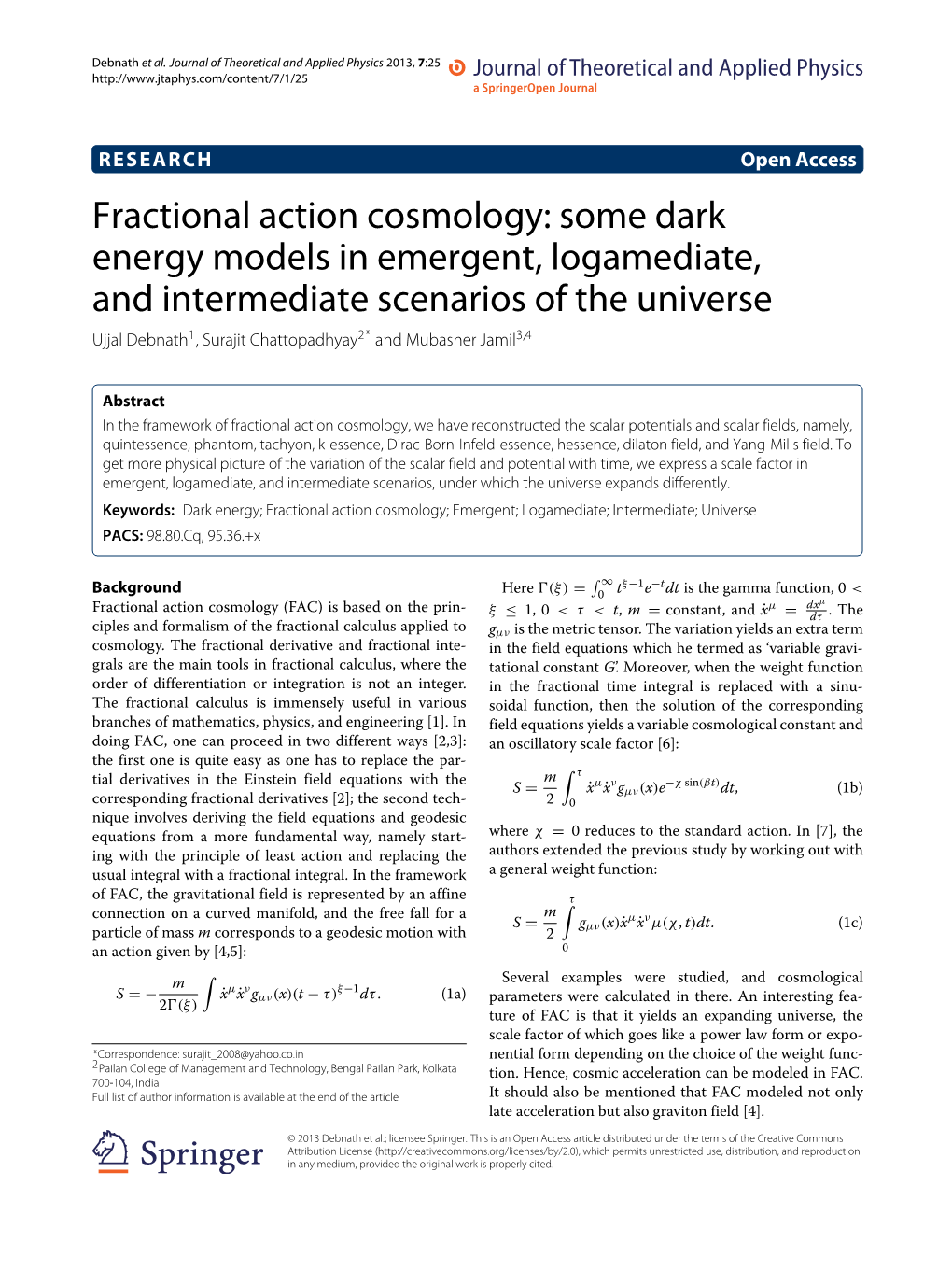Fractional Action Cosmology