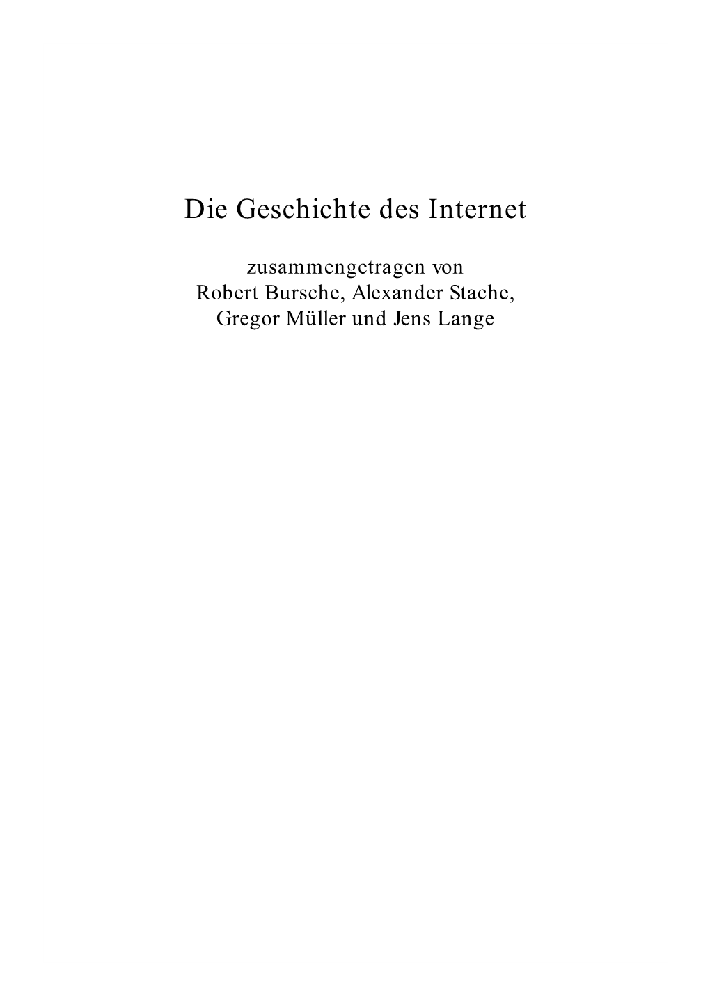 Die Geschichte Des Internet