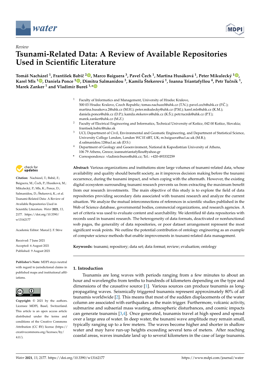 Tsunami-Related Data: a Review of Available Repositories Used in Scientiﬁc Literature