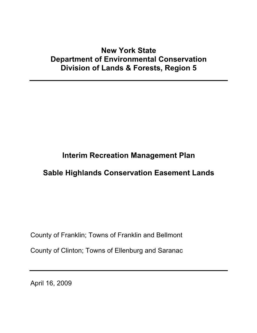 Sable Highlands Conservation Easement Lands