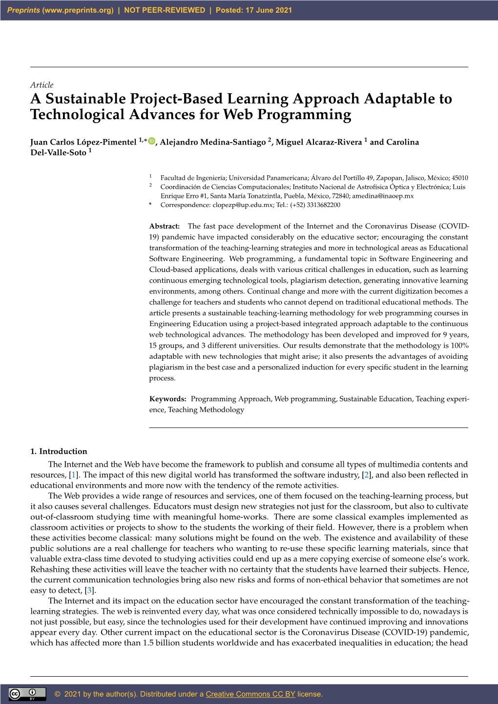 A Sustainable Project-Based Learning Approach Adaptable to Technological Advances for Web Programming