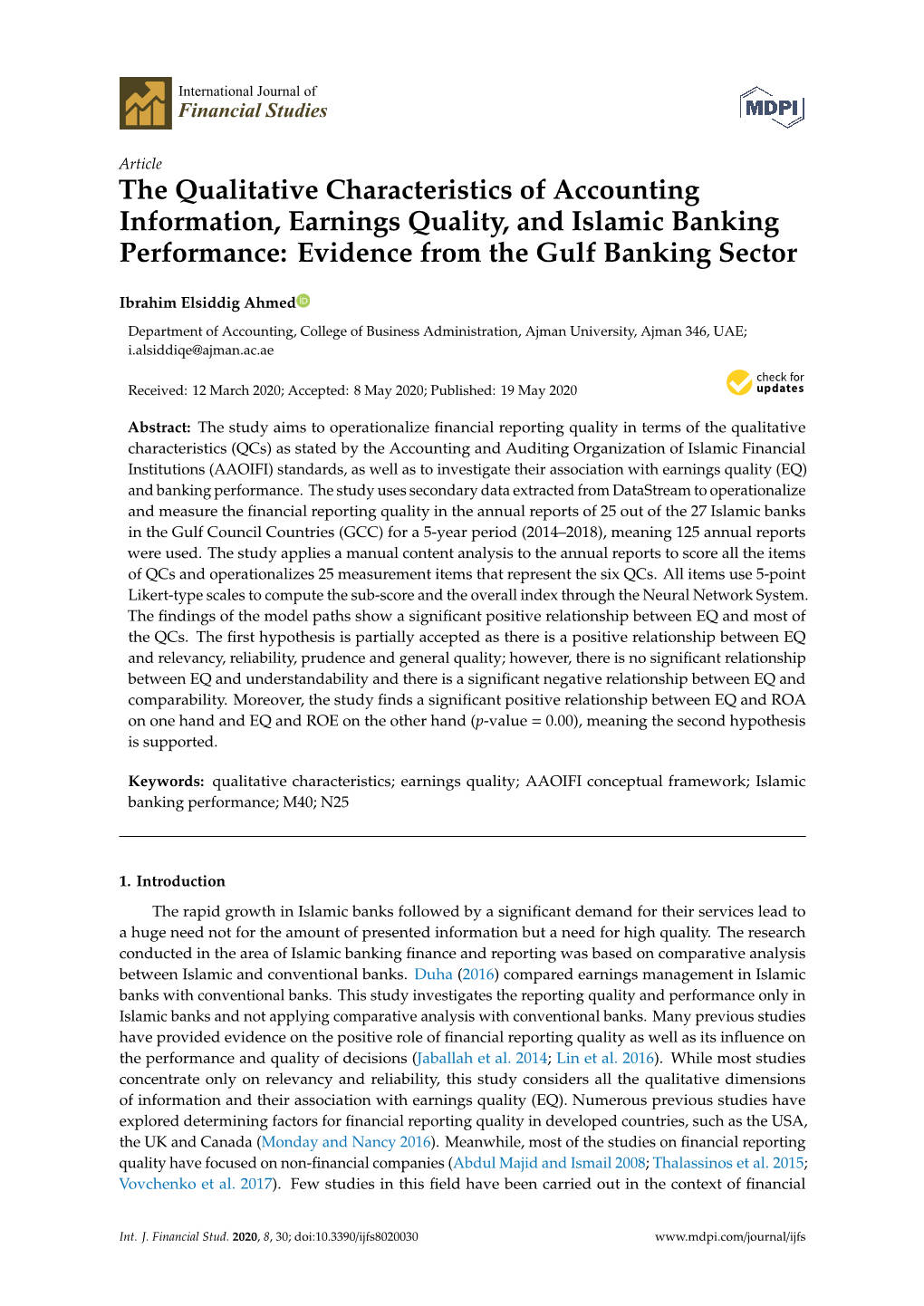 The Qualitative Characteristics of Accounting Information, Earnings Quality, and Islamic Banking Performance: Evidence from the Gulf Banking Sector