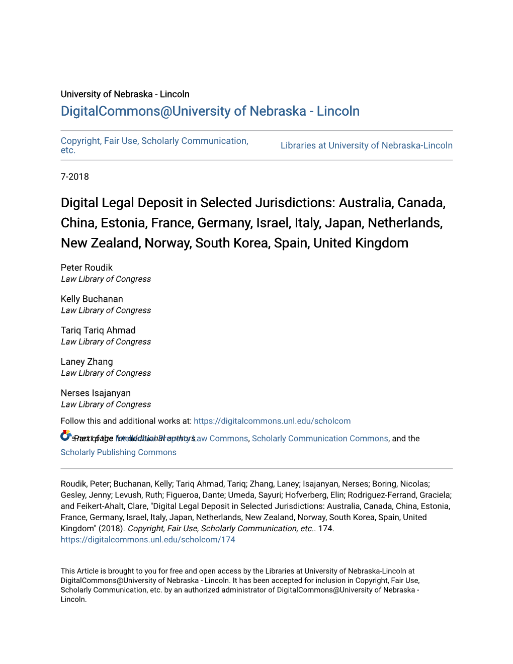 Digital Legal Deposit in Selected Jurisdictions: Australia, Canada