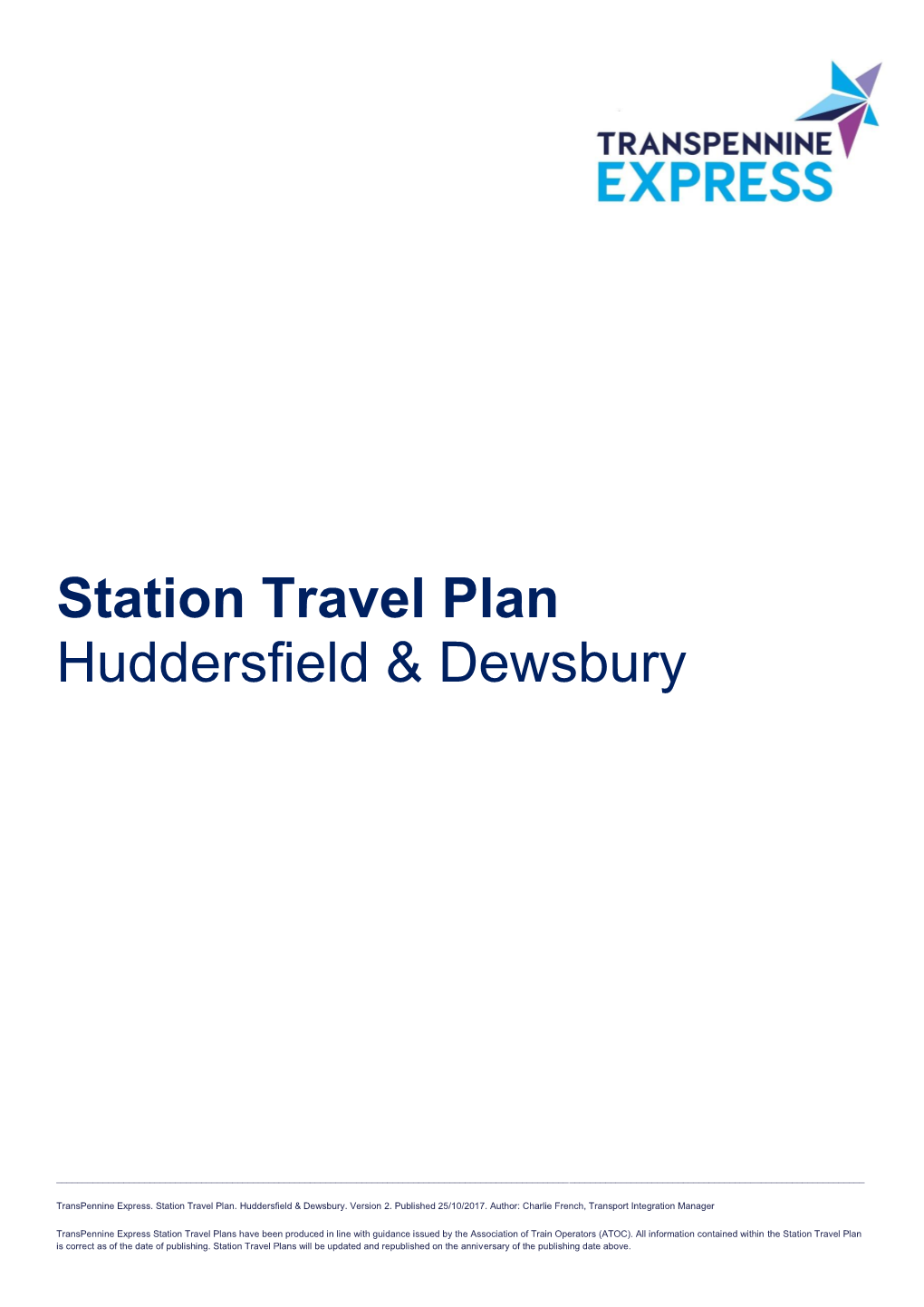 Station Travel Plan Huddersfield & Dewsbury