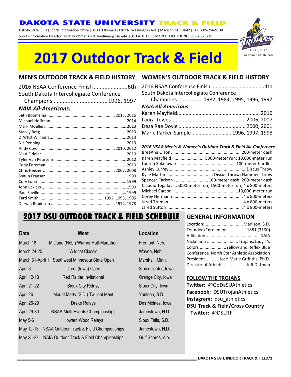 2017 Outdoor Track & Field