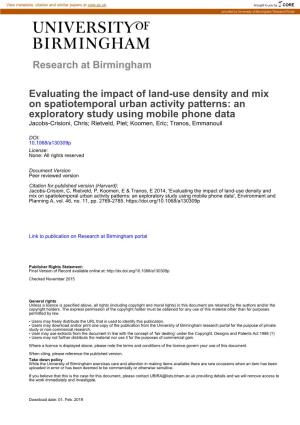 Evaluating the Impact of Land-Use Density and Mix on Spatiotemporal Urban Activity Patterns