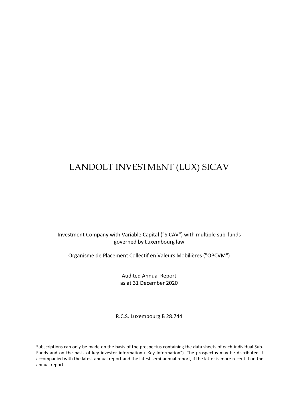 Landolt Investment (Lux) Sicav