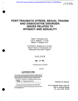 Post-Traumatic Stress, Sexual Trauma and Dissociative Disorder: Issues Related to Intimacy and Sexuality