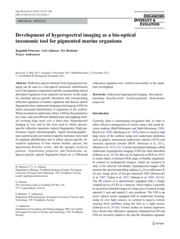 Development of Hyperspectral Imaging As a Bio-Optical Taxonomic Tool for Pigmented Marine Organisms