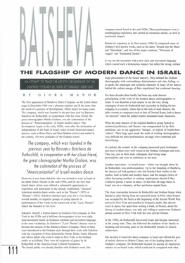 THE FLAGSHIP of MODERN DANCE in ISRAEL the Companyi Which
