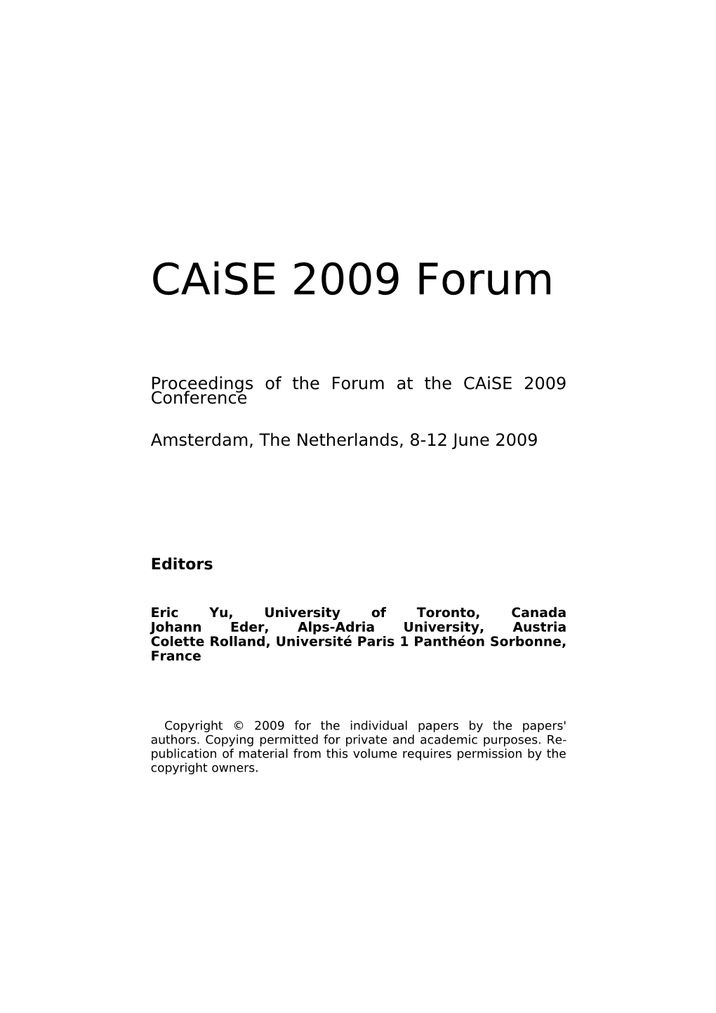 Caise 2009 Forum