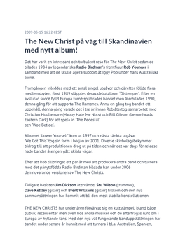 The New Christ På Väg Till Skandinavien Med Nytt Album!