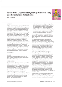 Results from a Longitudinal Early Literacy Intervention Study: Expected and Unexpected Outcomes James W
