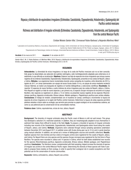 Riqueza Y Distribución De Equinoideos Irregulares (Echinoidea: Cassiduloida, Clypeasteroida, Holasteroida Y Spatangoida) Del Pacífico Central Mexicano