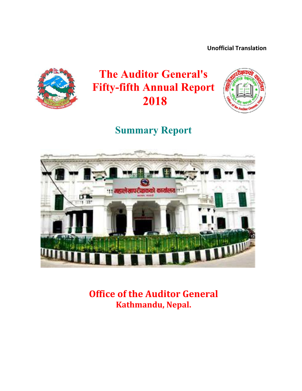 The Auditor General's Fifty-Fifth Annual Report 2018